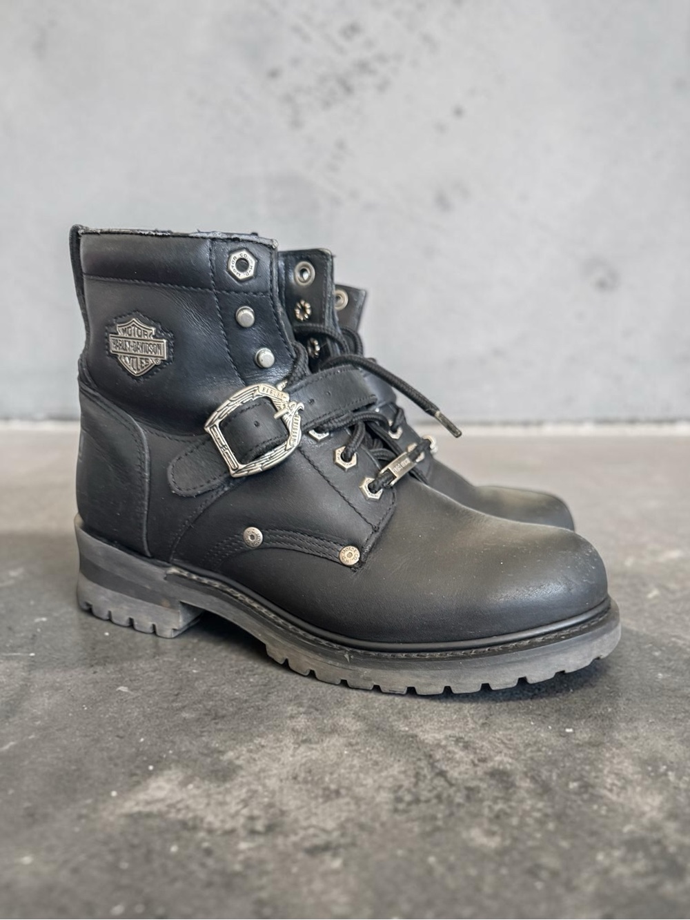 Harley-Davidson Black Leather Harness Moto Boots Size 10